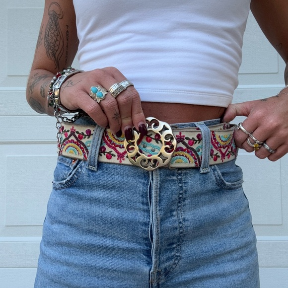 Lucky Brand Accessories - Lucky Brand Embroidered Colorful Belt Sz M